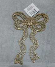 Christmas House Hanging Bow Decor Gold Glitter - $13.81