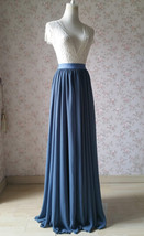Women DUSTY BLUE Chiffon Maxi Skirt High Waist Maxi Chiffon Wedding Maxi Skirt image 4