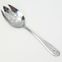 Reed Barton Ribbon Crest Pierced Vegetable Spoon 9.375&quot;  - $11.75