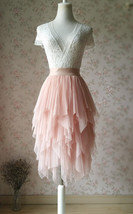 Layered Midi Tulle Skirt Blush Pink Ballerina Tulle Skirt Plus Size Party Skirt