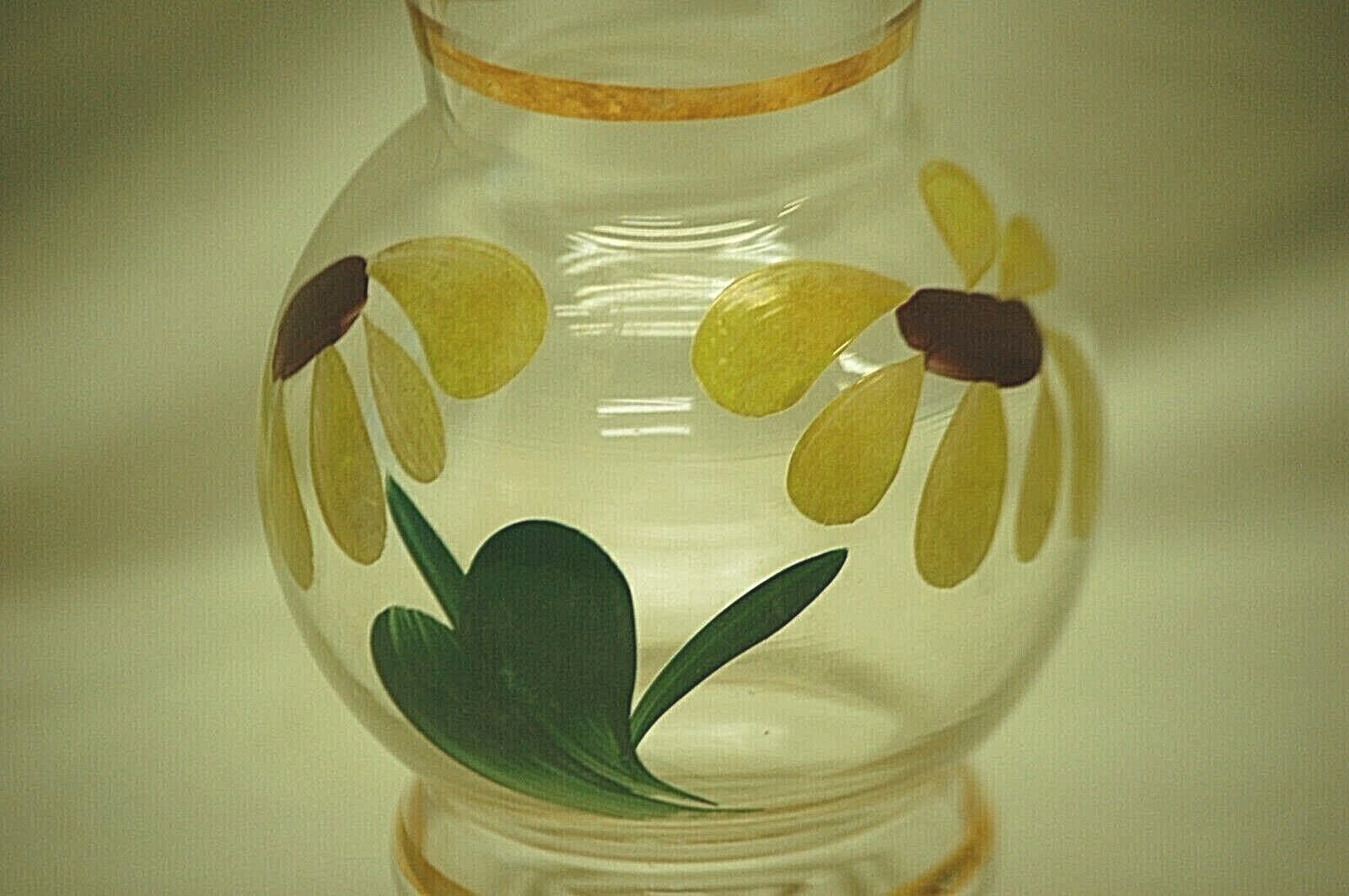 Hand Painted Clear Glass Yellow Flower Vase Home Decor Everything Else