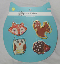 Wilton 4-Piece Cookie Cutter Set Metal Fall Foodcrafting Fox Squirrel Owl Hedge - $16.79