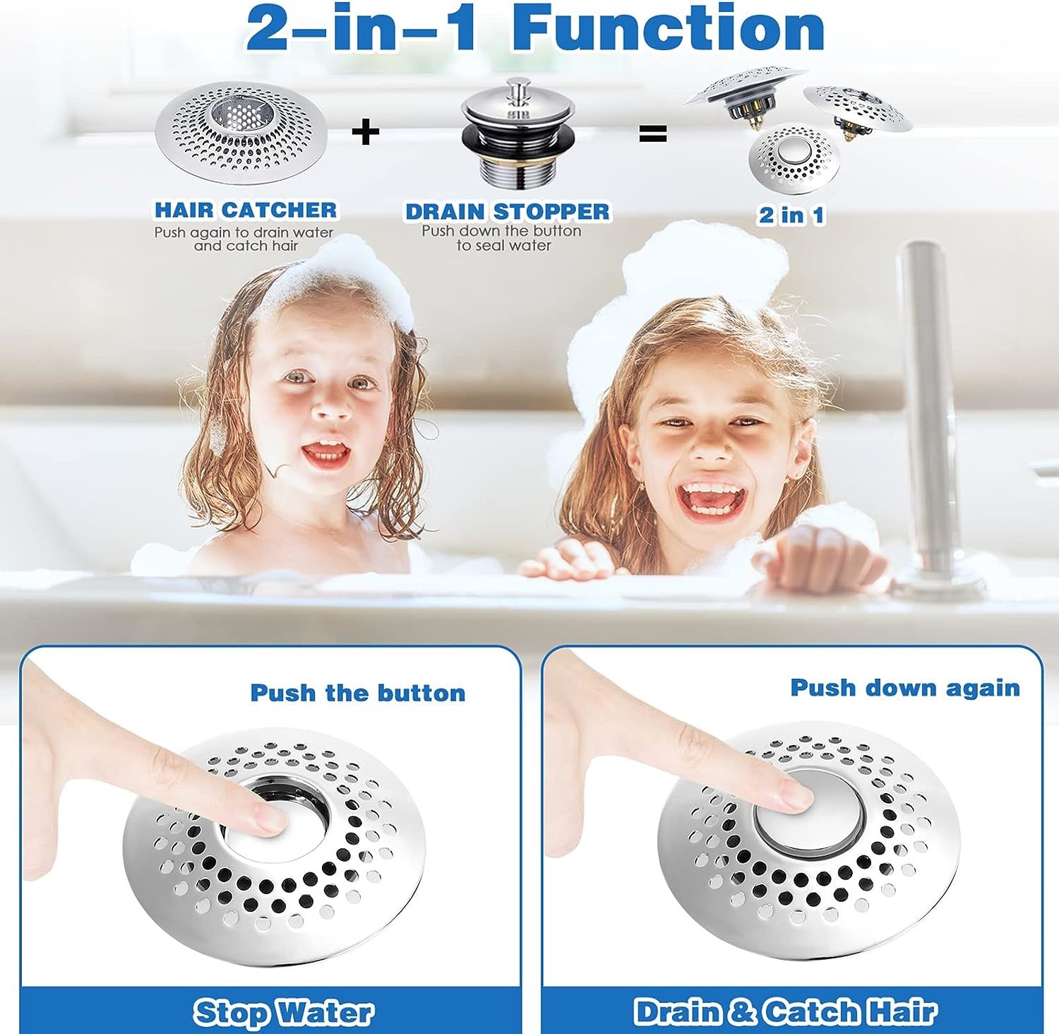 XAJOON Bathtub Drain Hair Catcher/Bathtub Protector Suitable for Bathroom Bathtub, Pop-Up Drains and Bathroom Sink. (Patented Product)