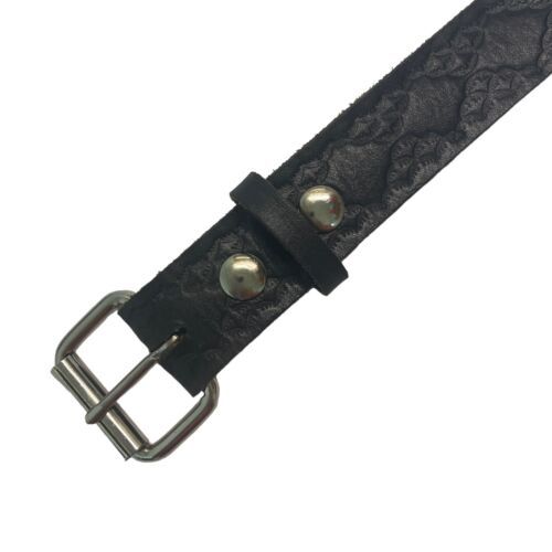 OSTRICH Pattern BLACK Color BONDED Leather Men's Belt Gold-Tone Buckle size  42 