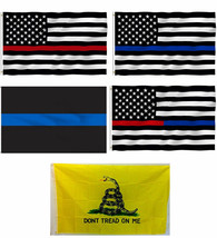 3x5 First Responder Thin Blue Red Line Police Fire Gadsden Set (5 Flags) - $22.22