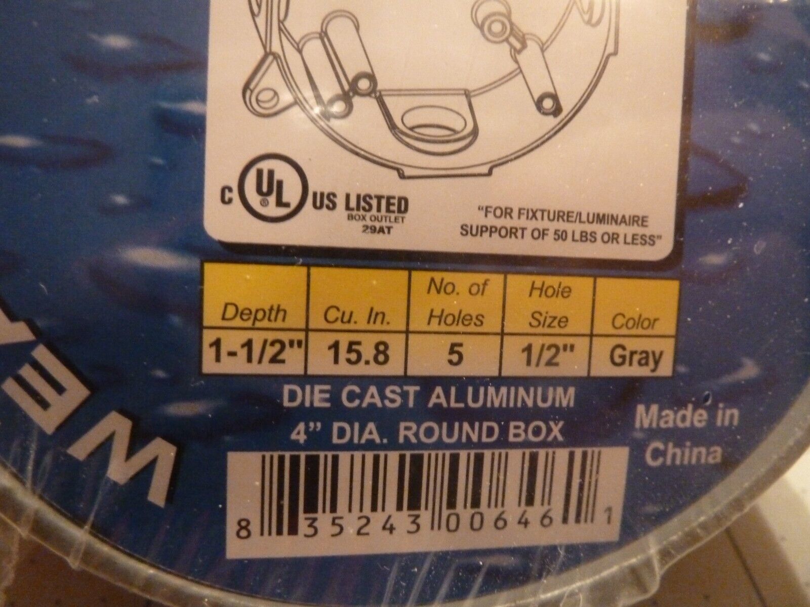 ORBIT RB505 Weatherproof 4” Round Electrical Box 11/2” Deep 15.8 Cu