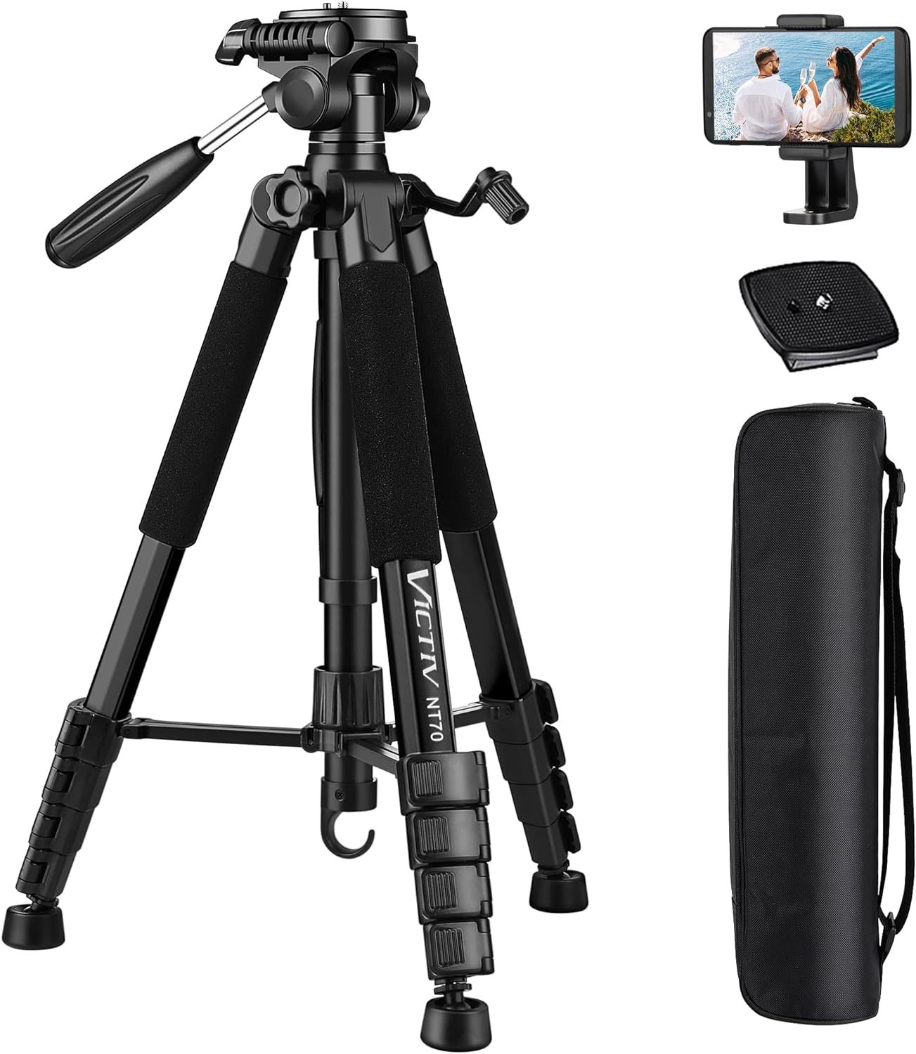Endurax 60'' Camera Tripod Camera Stand for Canon Rebel Eos Nikon