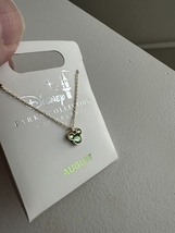 Disney Parks Mickey Mouse Faux Peridot August Birthstone Necklace Gold Color NEW image 2