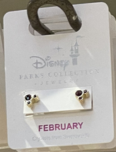 Disney Parks Mickey Mouse Faux Amethyst February Birthstone Stud Earrings Golden image 3
