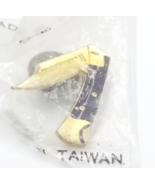 VTG Folding Pocket Knife Shaped Brown Handle Gold Tone Enamel Lapel Pin - $11.99
