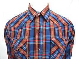 Vtg Panhandle Slim Plaid Western Snap Front Ls Shirt 17 - 35 Made In Usa - $59.35
