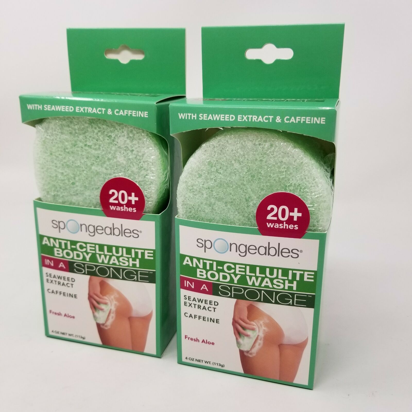 Spongeables Anti Cellulite Body Wash in Sponge Fresh Aloe Scent 4 oz. 2