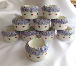 Lot Of 10 Yankee Candle Tealight Holders Garden Pot Blue Floral With Hea... - $75.95