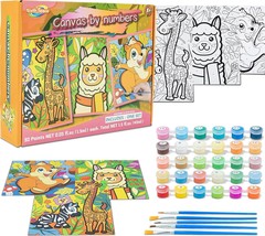 xackcme 2 Pack Cartoon Paint by Number for Kids with Wooden Frame