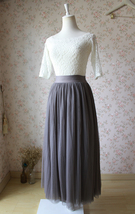 GRAY Full Tulle Skirt Maxi Floor Length Tulle Skirt Custom Plus Size Bridesmaid image 2