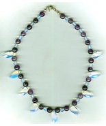 Amethyst and Off-set Opalite Glass Bib like Necklace - $30.00