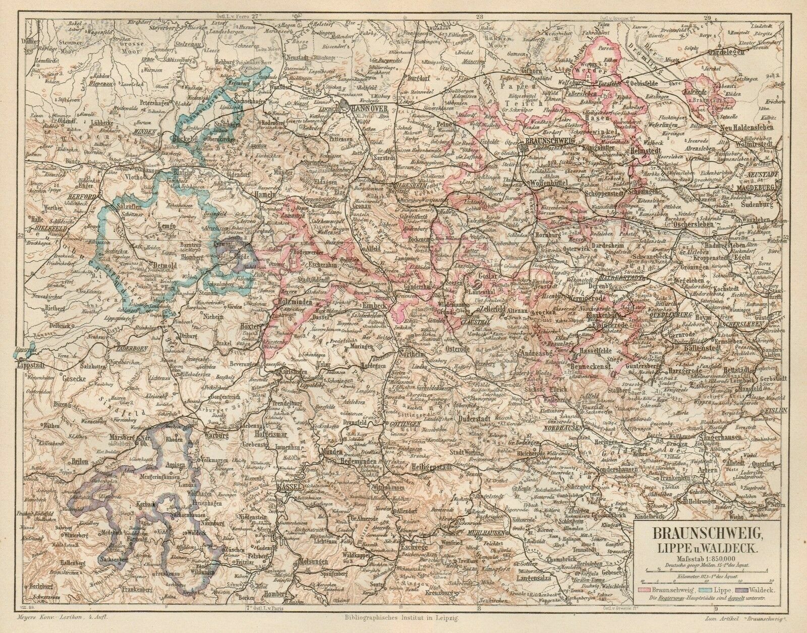 B6077 Alemania - Brunswick - Braunschweig - Mapa de 1890 - Mapa antiguo ...