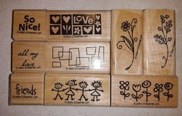 Stampin' Up! Smorgasborders 9 Rubber Stamps Love Flowers Friends So Nice 2004 - $14.84