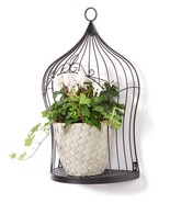 Birdcage Plant Holder Metal Black Victorian Design  21&quot; High Sturdy Hanging - $108.89