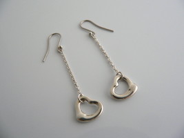 Tiffany &amp; Co Silver Peretti Open Heart Dangle Dangling Earrings Love Gif... - $398.00