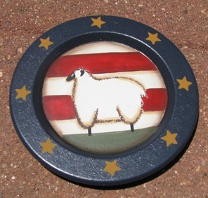 Primary image for   Wood Plate   RPS3 - Small Sheep Flag and Star Plate 