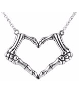 Controse iHeart U 2 Death Punk Love Heart Skeleton Hands Pendant Necklace CN105 - $22.00
