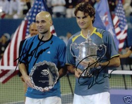 Roger Federer And Andre Agassi Autographed 8 X10 Rp Photo Tennis Legends - $14.99