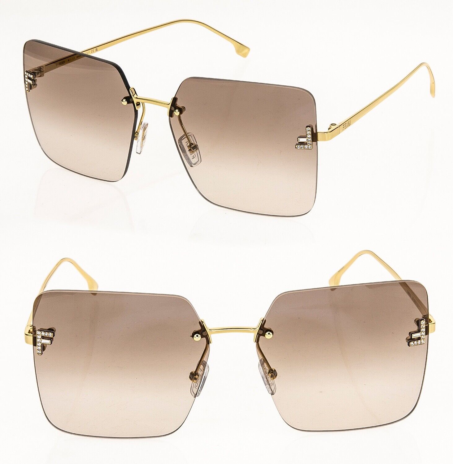 Fendi Men's Mirrored FF-Monogram Square Metal Sunglasses