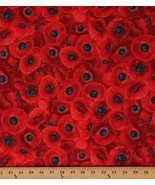 Cotton Packed Red Poppies Flowers Floral Garden Fabric Print by the Yard D680.64 - $11.95
