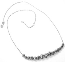 18K WHITE GOLD NECKLACE, ALTERNATE FACETED CENTRAL WORKED BALLS SPHERES - $574.78