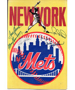 NEW YORK METS CARDBOARD LOGO Autographs Seaver,Throneberry,Grote,Hunt,Ha... - $98.01