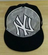 New Era 59Fifty Size 7 Hat NY New York Yankees Black Grey Oversized Logo... - $14.84