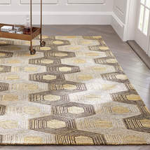 Area Rugs 9&#39; x 12&#39; Gramercy Gold Hexagon Hand Tufted Crate &amp; Barrel Visc... - $1,399.00