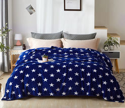 Navy Star - Queen 90"x90" - Fleece Fuzzy Soft Plush Couch Bed Sofa Blanket - $59.98