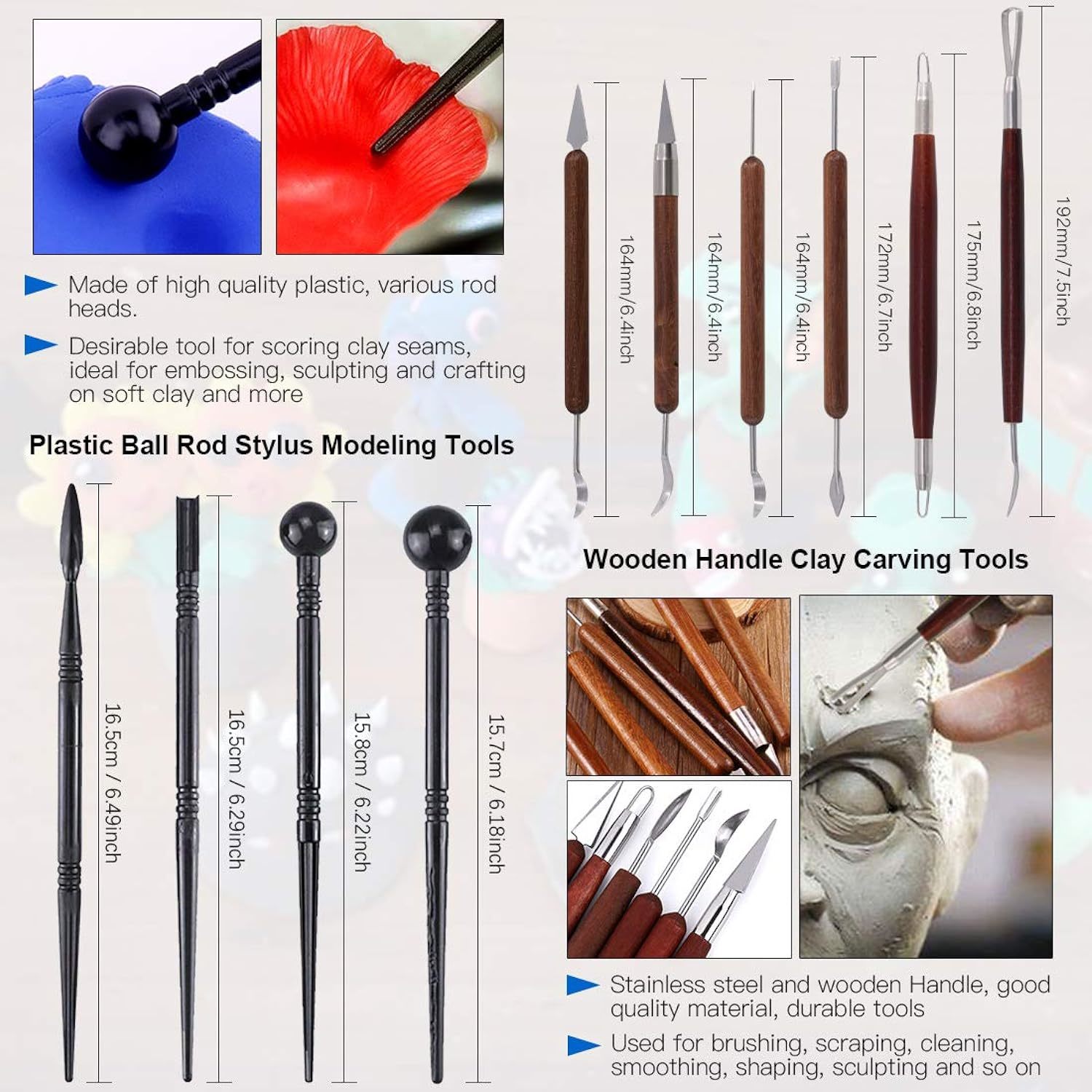 5PCS Silicone Soft Head Clay Sculpting Tool For Modeling Dotting Nail Art  Pottery Clay Tool DIY Carving Sculpting Tools