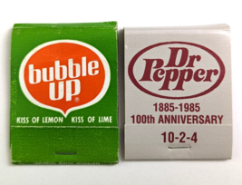 Vtg Matchbook Lot Soda Pop Bubble Up Double Cola &amp; Dr Pepper 100th Anniv... - $12.13