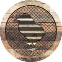 Corrugated Chick on Wood Novelty Metal Mini Circle Magnet CM-1048 - $12.95