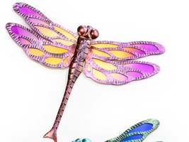 Dragonfly Wall Plaque with Ombre Glass Panels Metal Wing Cut Outs Choice of 2 image 2