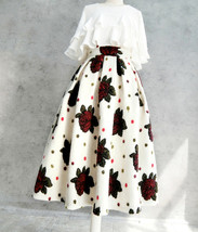 Women Winter Polka Dot Holiday Skirt A-line Black Wool-blend Pleated Skirt Plus  image 7