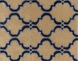Moroccan Scroll Tile Taupe Handmade Persian Style Woolen Area Rug - 6&#39; x 9&#39; - $529.00