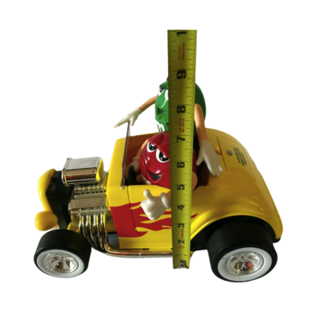 M&Ms Yellow Hot Rod Roadster Candy Dispenser w/Red and Green M&M  Characters