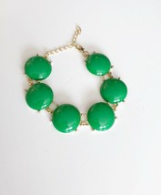 Fashion Bracelet Jewelry Green Round - Gold Tone NEW 8-10 inches - $9.99