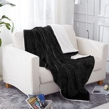 Black Throw Sherpa Blanket Bed Throws Fleece Reversible Blanket Sofa - $41.98