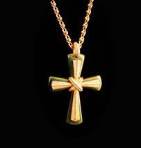 Gorgeous BIG gothic Cross necklace - vintage celtic green - religious gi... - $95.00