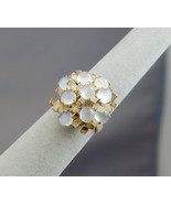 Antique 10k Yellow Gold 9 Round Moonstone Ring 6 Cocktail Harem Moghul - $750.00