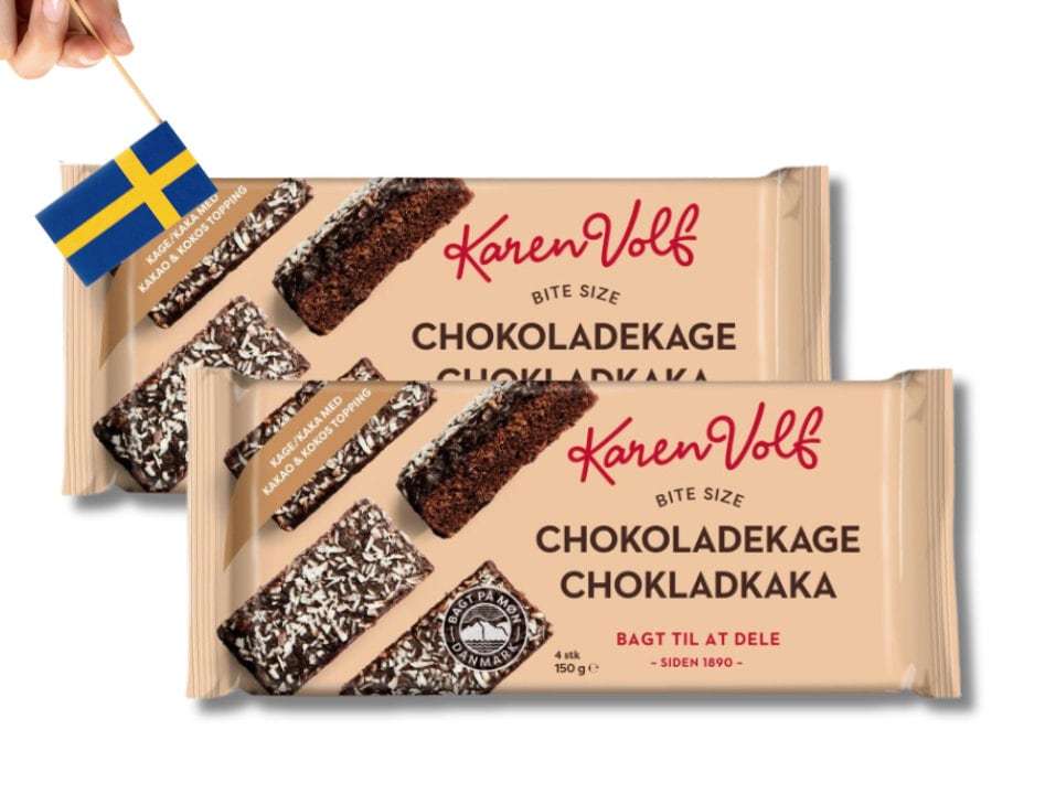 Primary image for 2 Bars of Karen Volf Chokladkaka 150g (5.29 Oz), Chocolate cake, Chocolate bar, 
