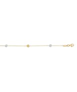 14K Yellow & White Gold Heart Charms Anklet with Lobster Clasp, 10" - $197.00