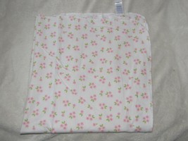 Carters Child of Mine White Pink Green Cotton Flannel Baby Girl Swaddle Blanket - $23.50