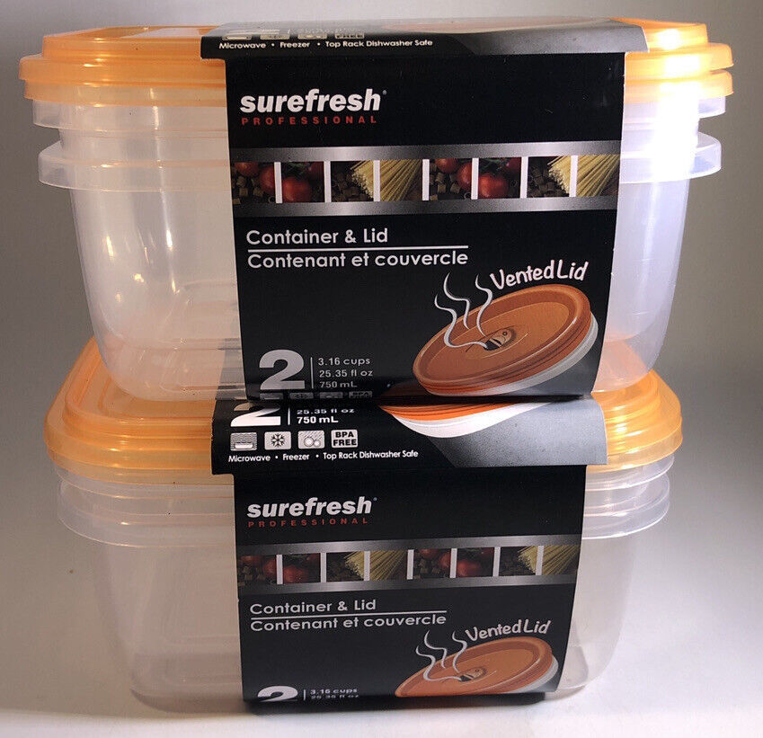 2ea 1.38Cup Sure Fresh Dry/Cold/Freezer Food Storage Containers W