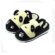 Cute Panda Winter Shoes Warm Indoor Slippers for Baby Girls (Black, L15.2CM)